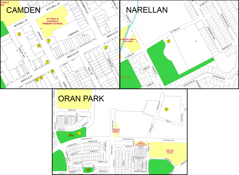 Busking Map Camden Narellan Oran Park